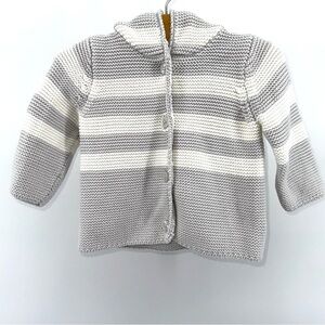 Hanna Andersson Gray and White Baby Button Up Sweater